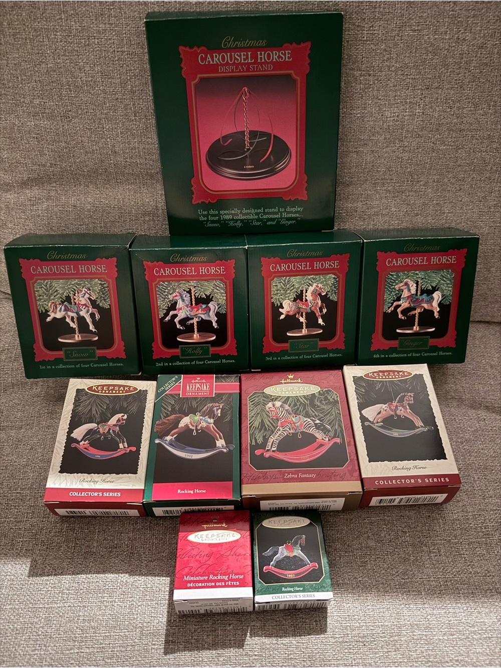 Vintage Hallmark 1989 Carousel Horse Complete Set & Rocking Horses Bundle 11pcs
